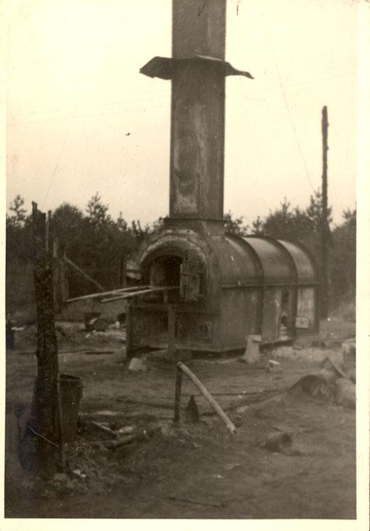 Bergen-Belsen, Germany, Photograph of a crematorium
